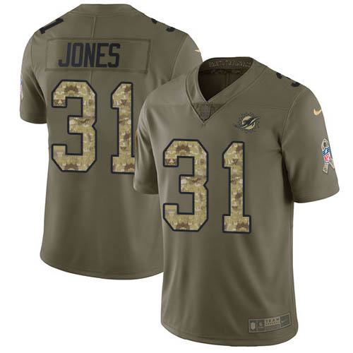 Miami Dolphins #31 Byron Jones Olive Camo Men Stitched NFL Limited 2017 Salute To Service Jersey->miami dolphins->NFL Jersey